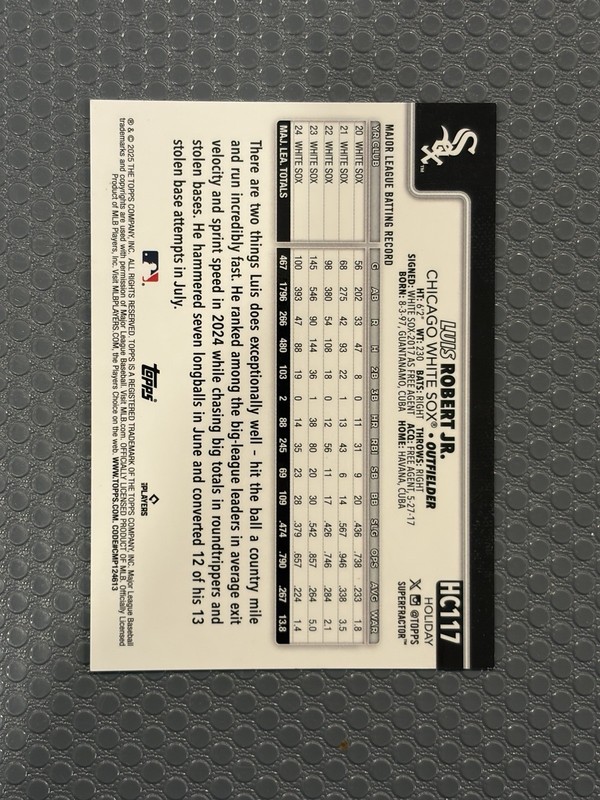 Luis Robert Jr 2025 Topps Chrome Holiday SUPERFRACTOR 1/1 Mets True 1 OF 1  view 2
