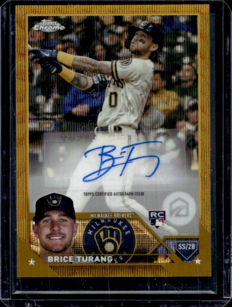 2023 Topps Chrome Update Brice Turang Auto RC Gold Wave Refractor #/50 Brewers