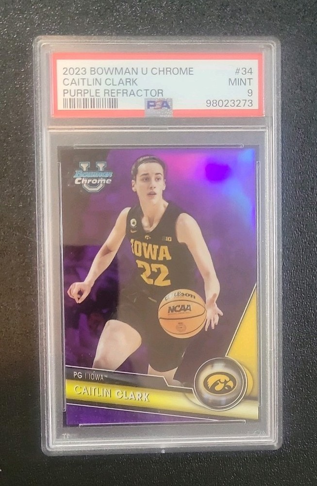 2023 Bowman Chrome Caitlin Clark Purple Refractor 136 /399 PSA 9 Fever WNBA 🏀 