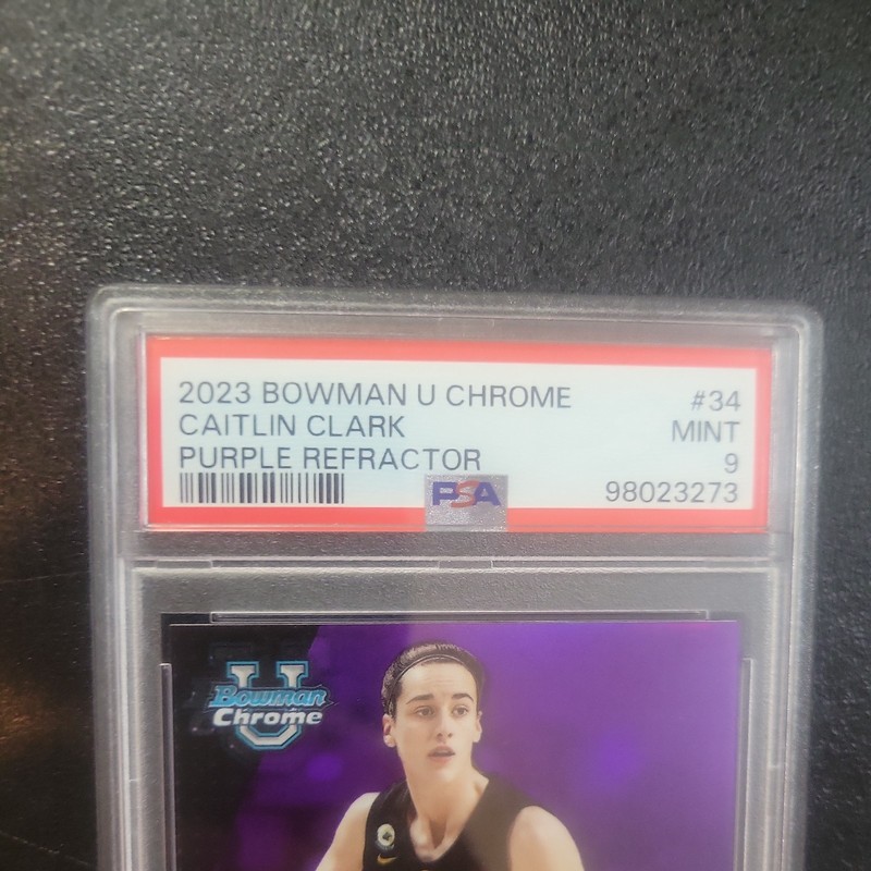 2023 Bowman Chrome Caitlin Clark Purple Refractor 136 /399 PSA 9 Fever WNBA 🏀  view 2