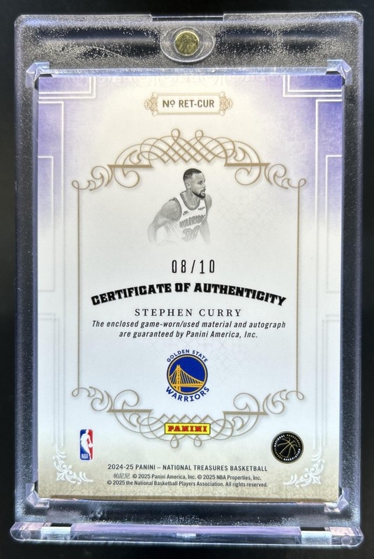 2024-25 Panini National Treasures Stephen Curry Retro 2007 Patch Auto #/10 view 2