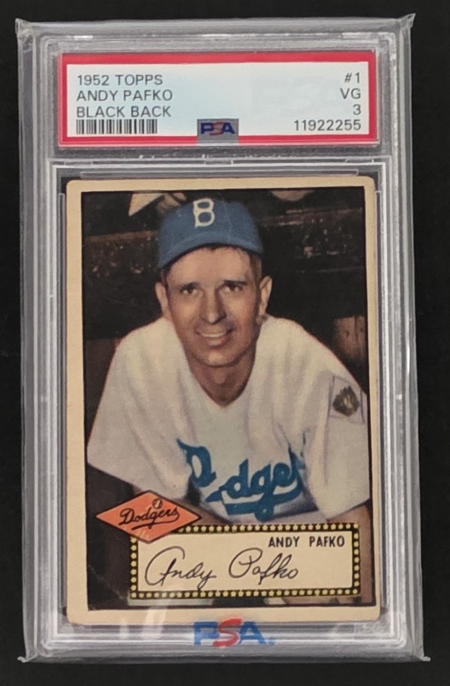 * NICE * 1952 Topps RARE BLACK BACK #1 Andy Pafko Baseball Card PSA 3