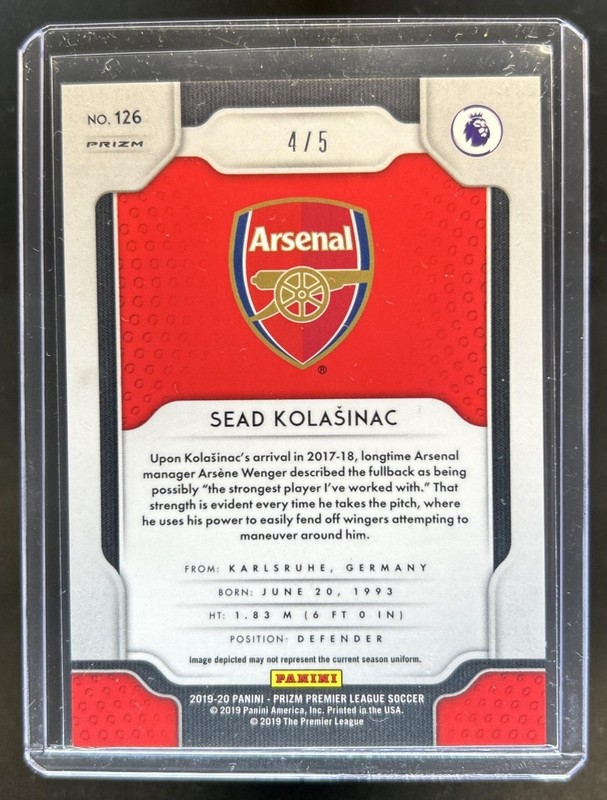 2019 Panini Prizm Premier League Sead Kolasinac Gold Power #/5 Arsenal view 2