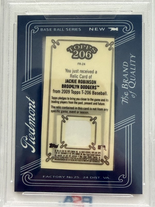 2009 Topps T 206 #FR 24 PSA 10 Jackie Robinson Mini Framed Relic Piedmont π view 2