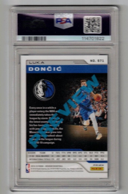2018 PANINI CHRONICLES OBSIDIAN PREVIEW #571 LUKA DONCIC RC - PSA 9 view 2