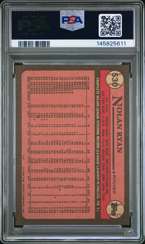 1989 Topps #530 Nolan Ryan PSA 7 view 2