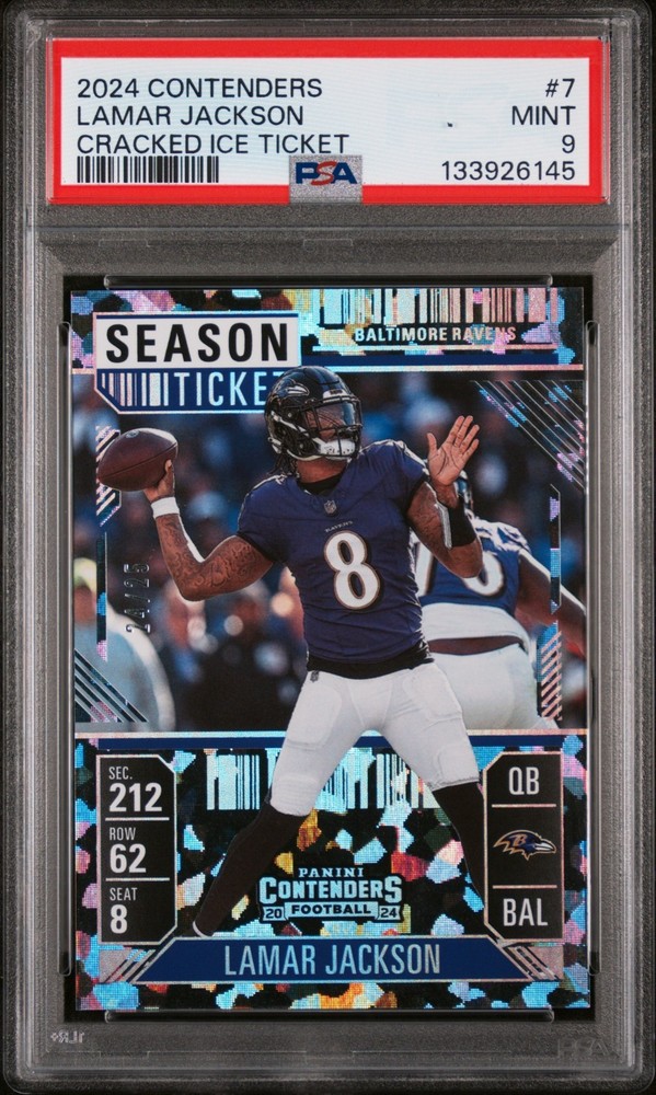 2024 Panini Contenders Cracked Ice #7 Lamar Jackson /25 PSA 9 MINT RAVENS MVP