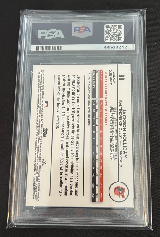 Jackson Holliday 2024 Topps Chrome #88 - PSA 9 (RC) - Baltimore Orioles view 2