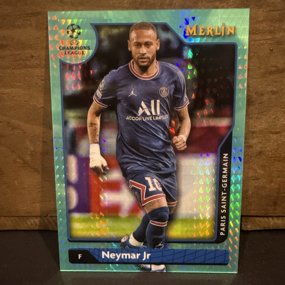 Neymar Jr 2021 Topps Merlin UEFA Chrome Aqua Prism Refractor #10 PSG