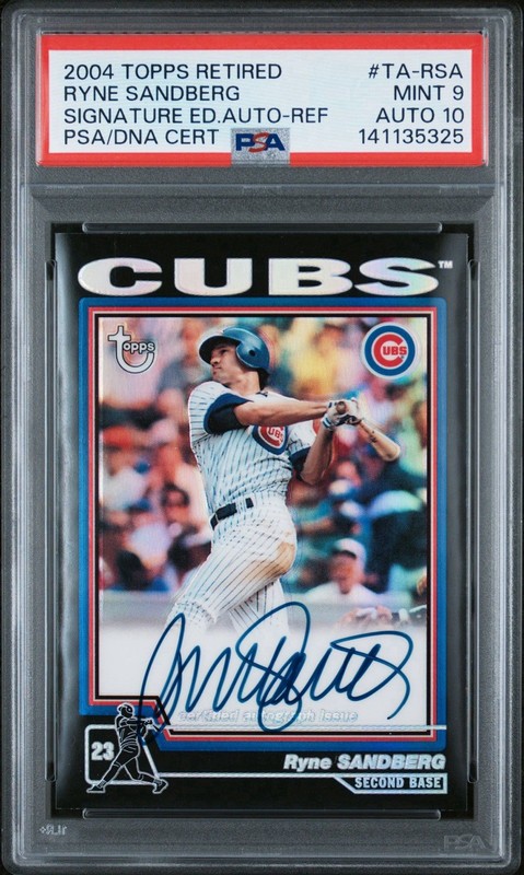 2004 Topps Ryne Sandberg Signature Refractor PSA Mint 9 Gem Mint 10 Auto 14/25 view 2