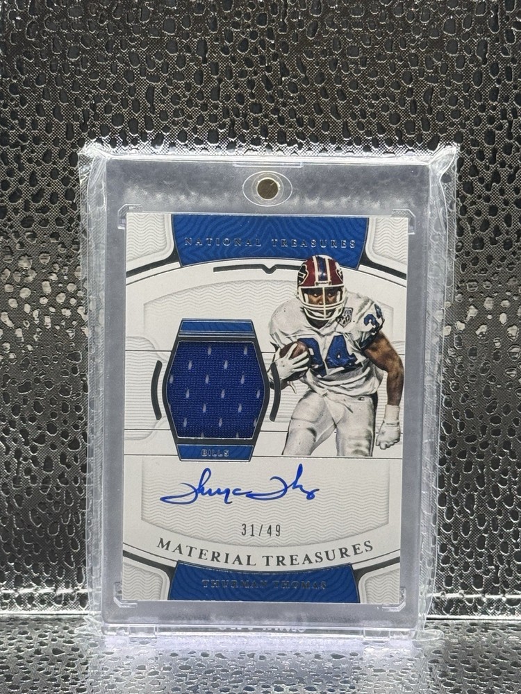 2021 National Treasures Thurman Thomas MTS-TT Game Used / On Card Auto /49