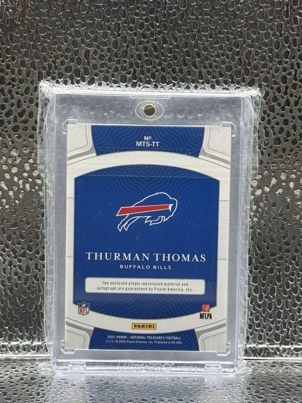 2021 National Treasures Thurman Thomas MTS-TT Game Used / On Card Auto /49 view 2