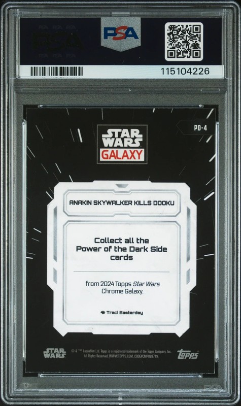 2024 Topps Chrome Star Wars Power Of The Dark Side Anakin Kills Dooku PD4 PSA 10 view 2