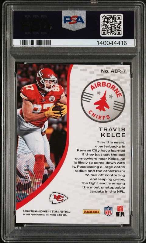 2018 Panini Rookies & Stars - Airborne Travis Kelce Pink /85 PSA 10 CHIEFS view 2