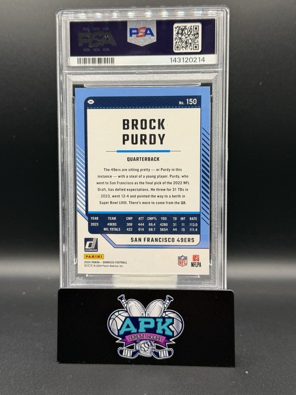 Donruss Brock Purdy Press Proof Gold /50 PSA 9 San Francisco 49ers view 2