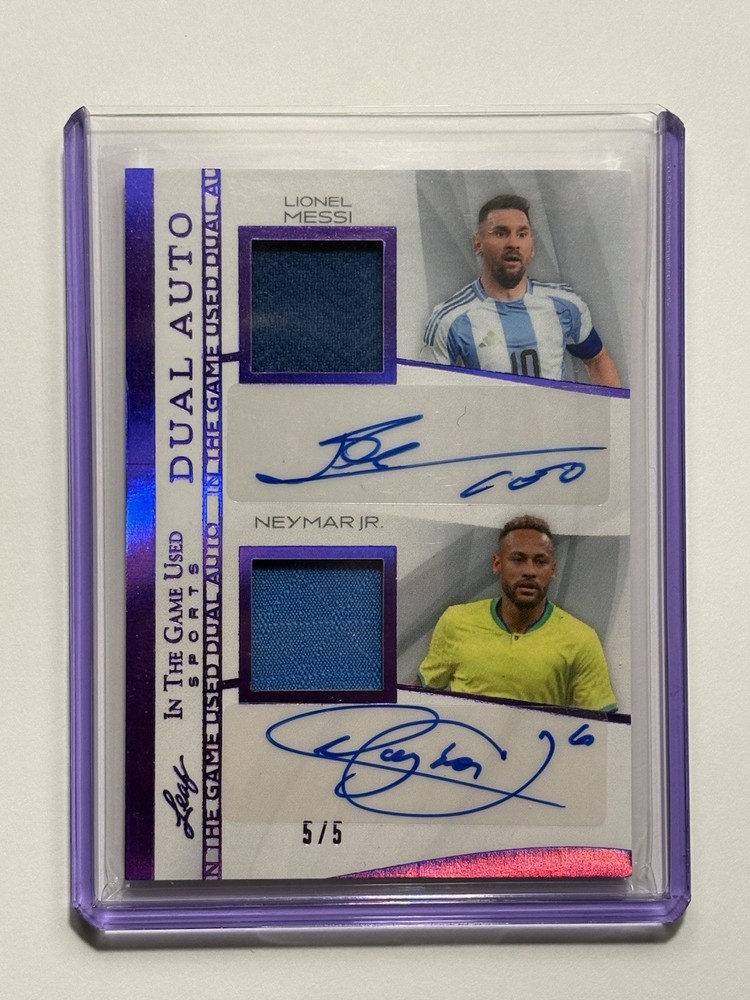 Leo Messi & Neymar Jr Dual Auto Patch 5/5 Leaf 2025