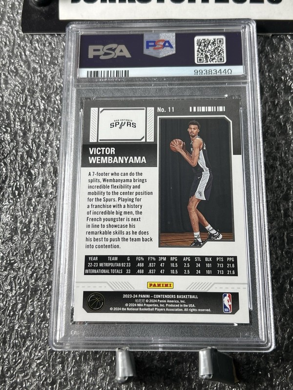 2023-24 Contenders Victor Wembanyama PSA 10 Rookie Ticket Silver Mojo Hobby #11 view 2