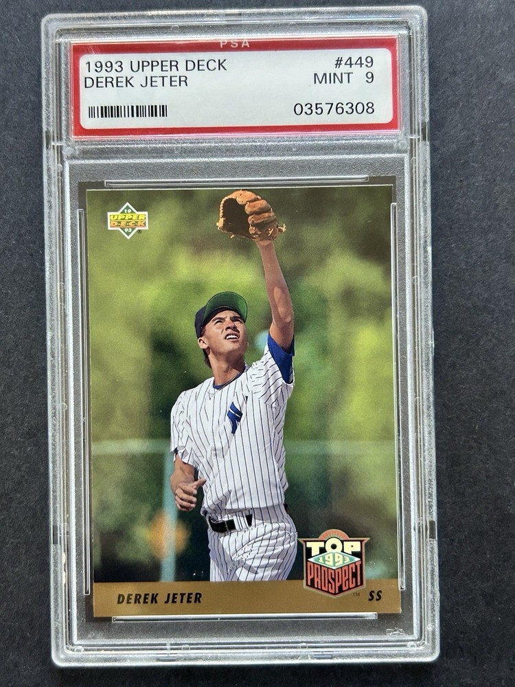Derek Jeter Yankees 1993 Upper  #449 PSA 9 Rookie Card 1992 Top Prospect