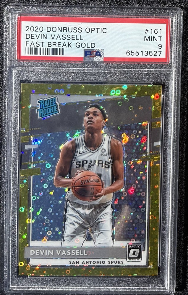 FAST BREAK GOLD/10 2020-21 Donruss Optic #161 Devin Vassell Rated Rookie PSA 9