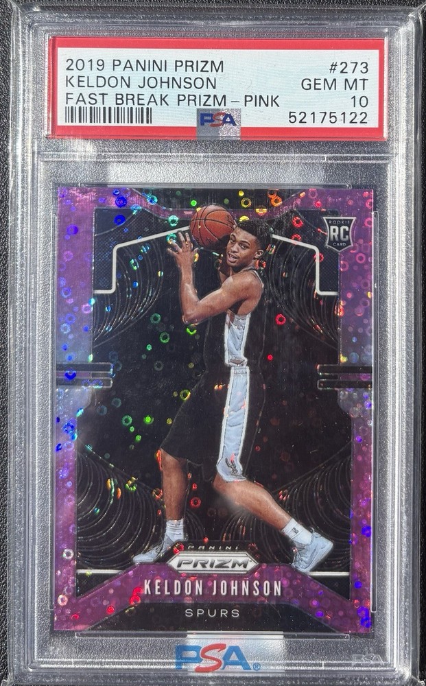 FAST BREAK PINK/50 2019-20 Panini Prizm #273 Keldon Johnson Spurs RC PSA 10