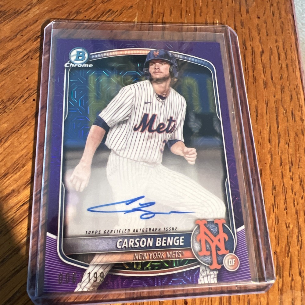 2025 Bowman Chrome Carson Benge Autograph Purple Mojofractor /199 #BMA-CB view 1