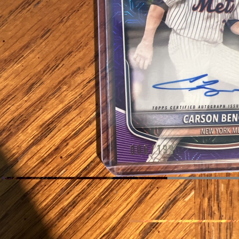 2025 Bowman Chrome Carson Benge Autograph Purple Mojofractor /199 #BMA-CB view 2