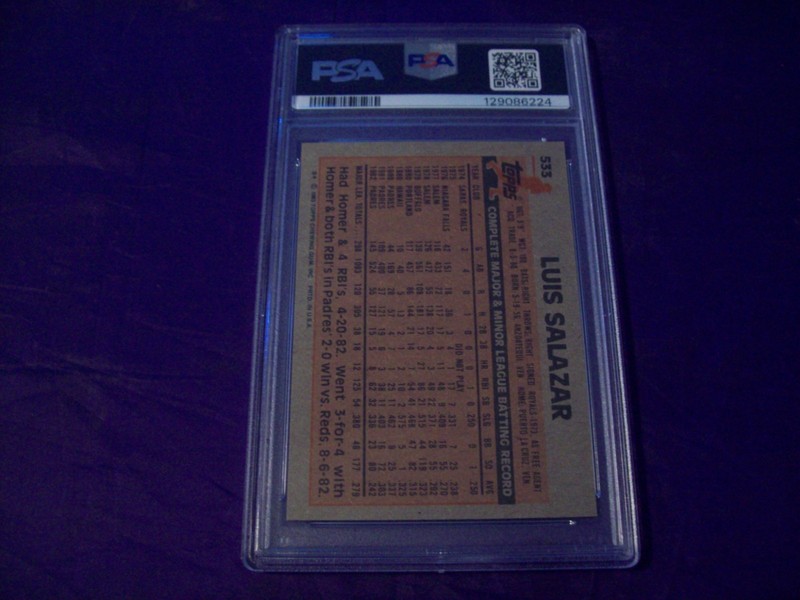 1983 TOPPS #533 LUIS SALAZAR PSA 10 view 2