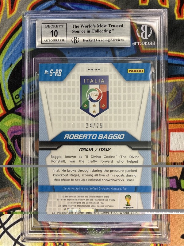 2014 Prizm World Cup Signatures Roberto Baggio Silver /25 BGS 9/10 AUTO 🔥RARE🔥 view 2