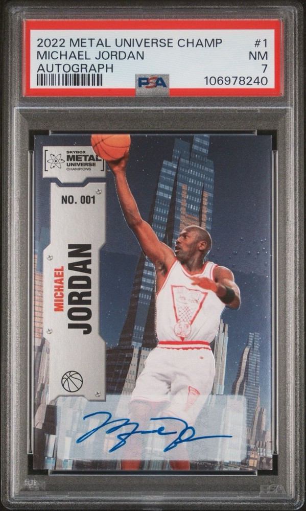 MICHAEL JORDAN 2022 SKYBOX METAL UNIVERSE CHAMPIONS  #1 AUTO PSA 7