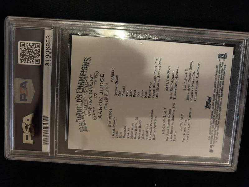 2017 TOPPS ALLEN & GINTER #172 AARON JUDGE ROOKIE RC PSA 10 view 2