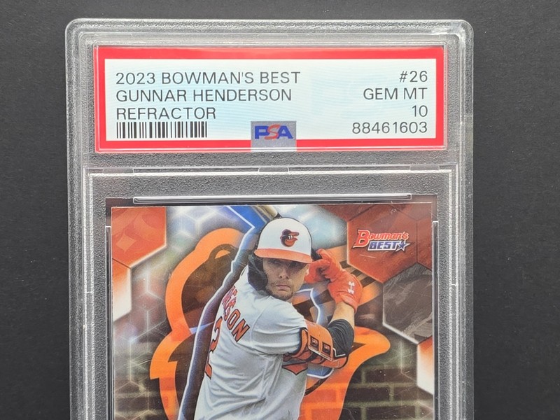 2023 BOWMAN'S BEST #26 GUNNAR HENDERSON REFRACTOR RC ROOKIE PSA 10 view 2