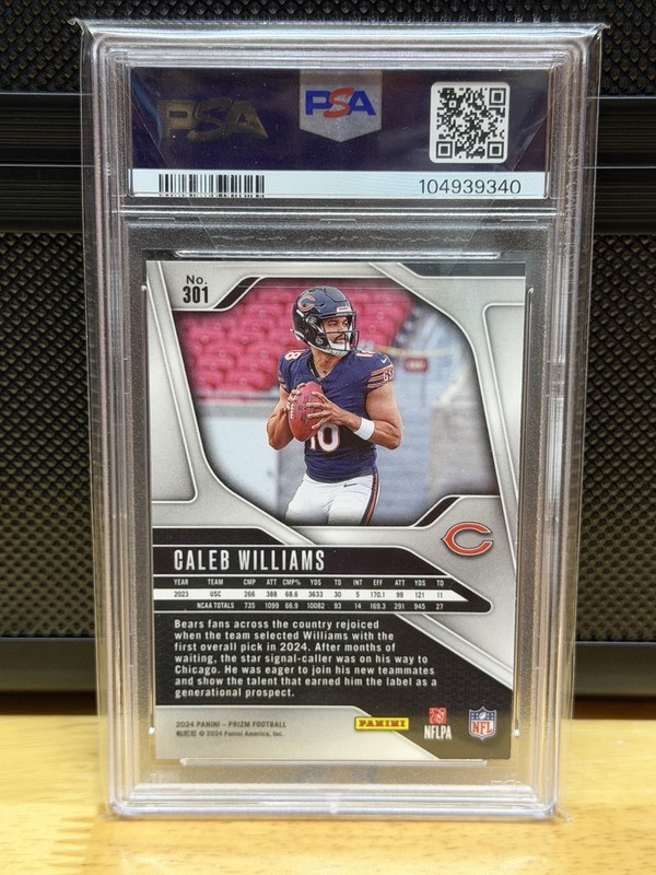 2024 Panini Prizm Rookie Caleb Williams #301 PSA 9 Chicago Bears 🏈 view 2