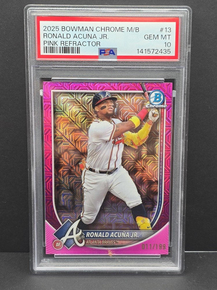 2025 Bowman Chrome - Ronald Acuña Jr. #13 Pink Mojo Refractor /199 PSA 10