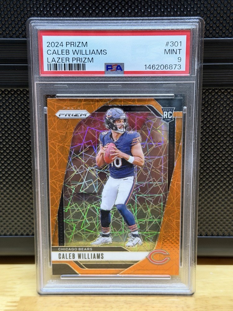 2024 PANINI PRIZM ORANGE LAZER RC CALEB WILLIAMS #301 PSA MINT 9 BEARS view 1