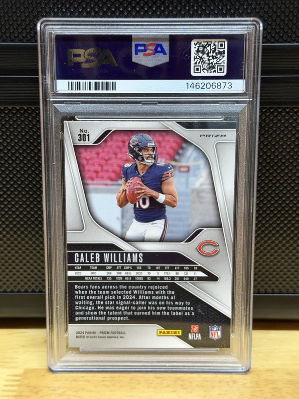 2024 PANINI PRIZM ORANGE LAZER RC CALEB WILLIAMS #301 PSA MINT 9 BEARS view 2