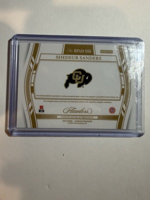 2025 Flawless Collegiate Shedeur Sanders Silver Rookie Patch Auto RC /25 view 2