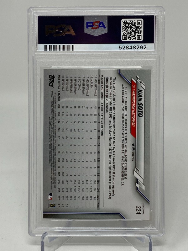 2020 Topps #224  Gold Stars Juan Soto PSA 10 view 2