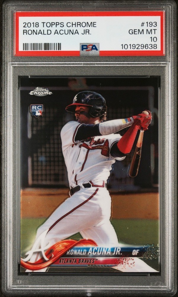 RONALD ACUNA JR 2018 TOPPS CHROME PSA 10 ROOKIE CARD RC #193 *READ DESCRIPTION*
