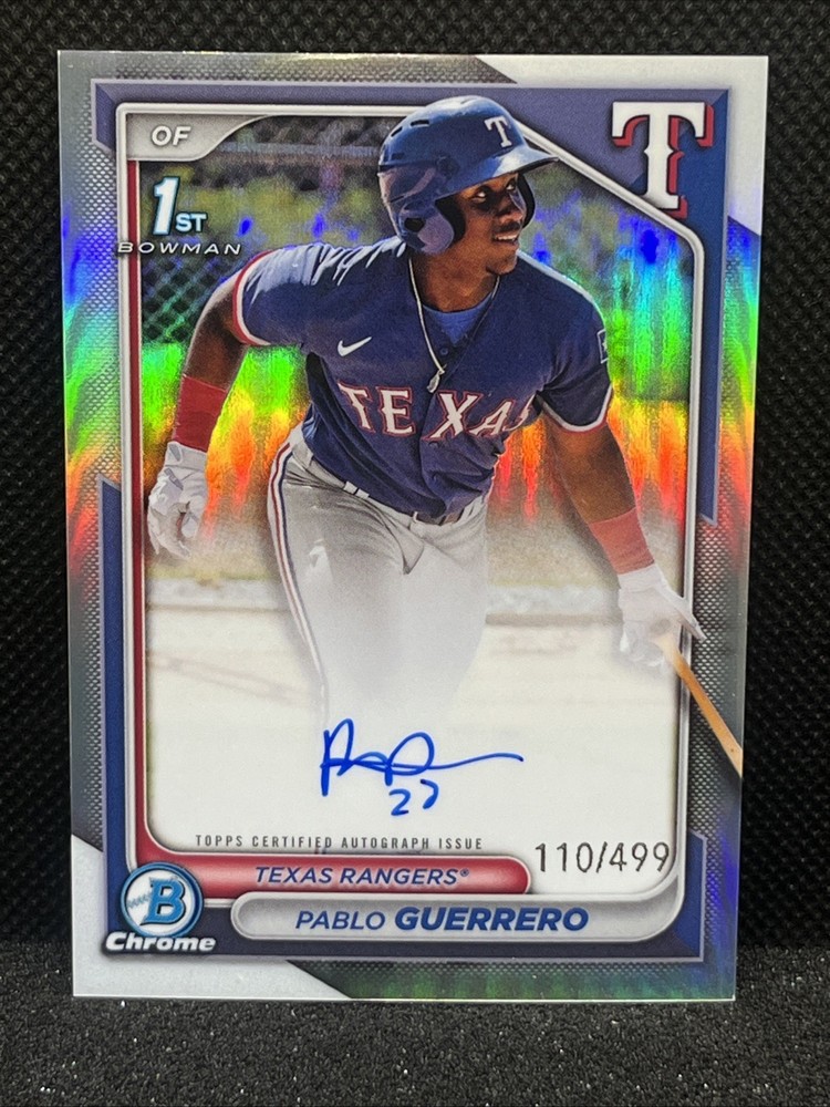 2024 Bowman Chrome Pablo Guerrero 1st Auto Refractor 110/499 Texas Rangers