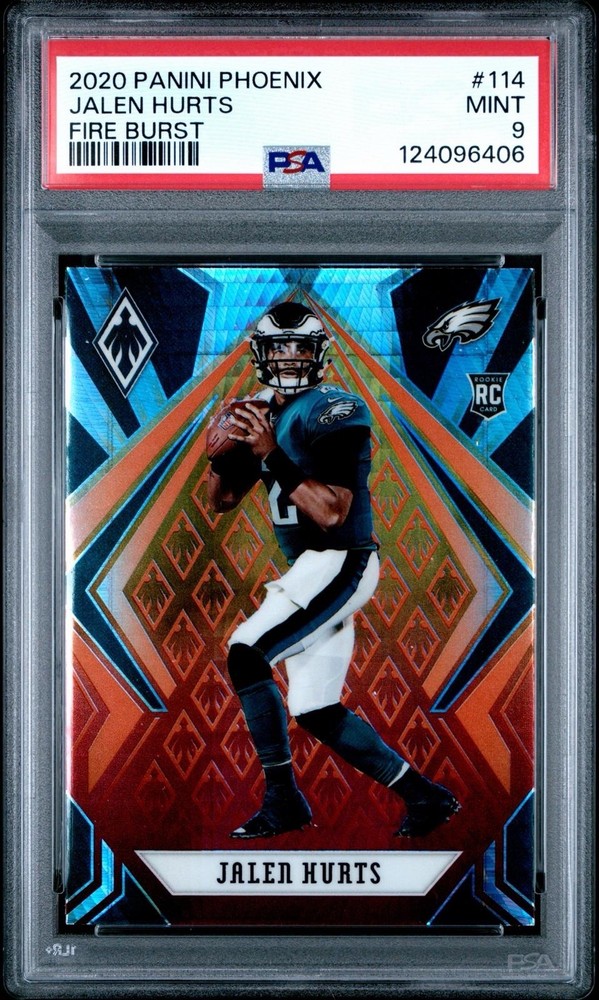Panini Phoenix 2020 Rookies Jalen Hurts #114 Fire Burst PSA 9 Eagles RC