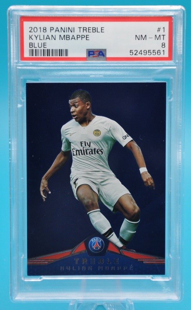 2018-19 Panini Treble Kylian Mbappe Blue /75 PSA 8 NMMT #1 Tough Grade Rare!