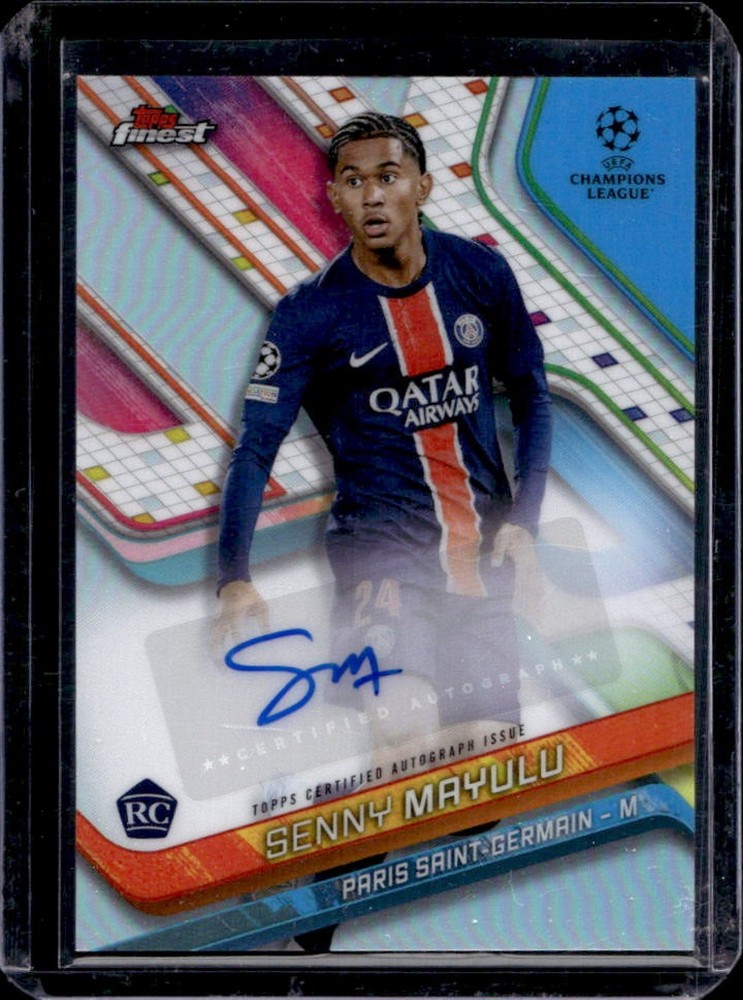2024-25 Topps Finest UEFA Senny Mayulu Auto Autograph RC Rookie #BA-SM PSG