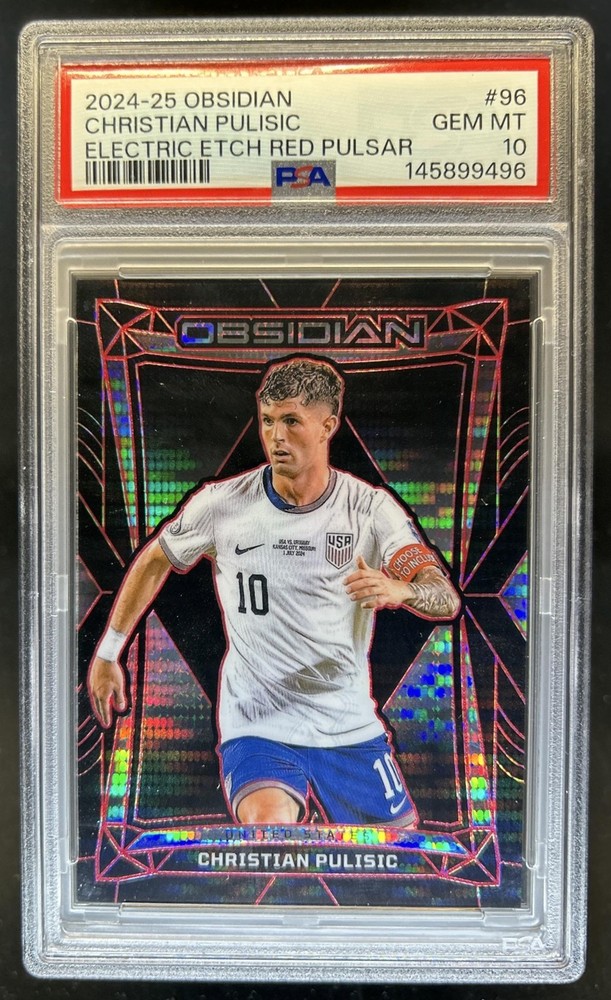 2024-25 Panini Obsidian Christian Pulisic Electric Etch Red Pulsar #/44 PSA 10