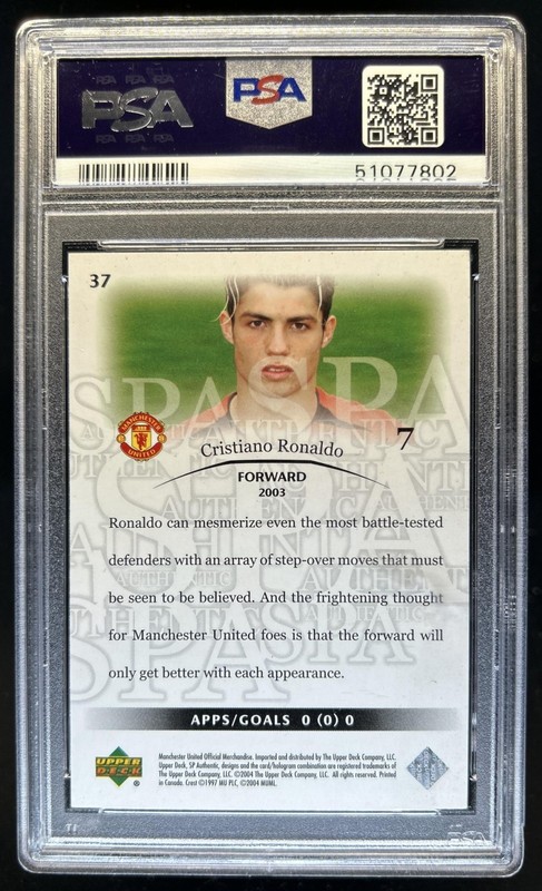 2004 SP Authentic Manchester United Cristiano Ronaldo #37 Man U PSA 8 view 2