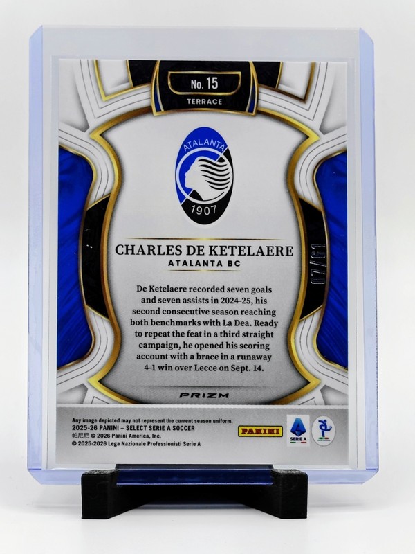 2025-26 Select Serie A Charles De Ketelaere #15 Terrace Panini Logo /61 Atalanta view 2