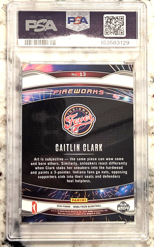 CAITLIN CLARK 2024 Panini Prizm WNBA {FIREWORKS} Rookie RC; PSA 10 GEM MINT* view 2