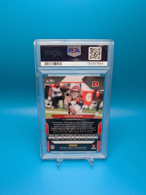 Panini 2020 Chronicles Prizm Black Joe Burrow RC #PB-1 PSA 9 ROOKIE 🔥 view 2