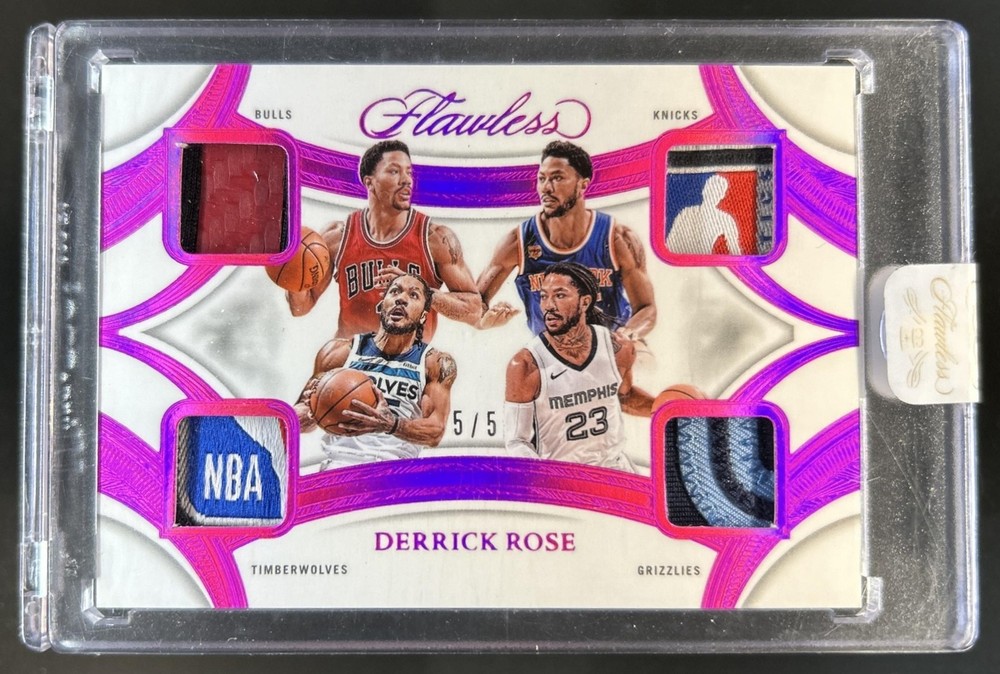 2024-25 Panini Flawless Derrick Rose Quad Patches Logoman Fuchsia #/5