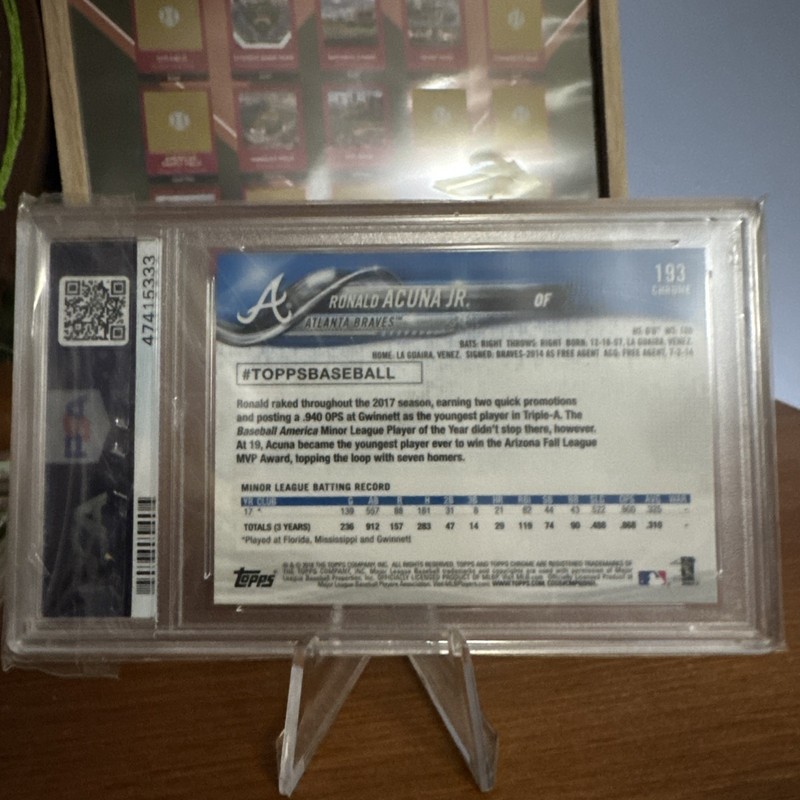 Topps 2018 Chrome Ronald Acuna Jr. Rookie #193 Braves PSA 10 view 2