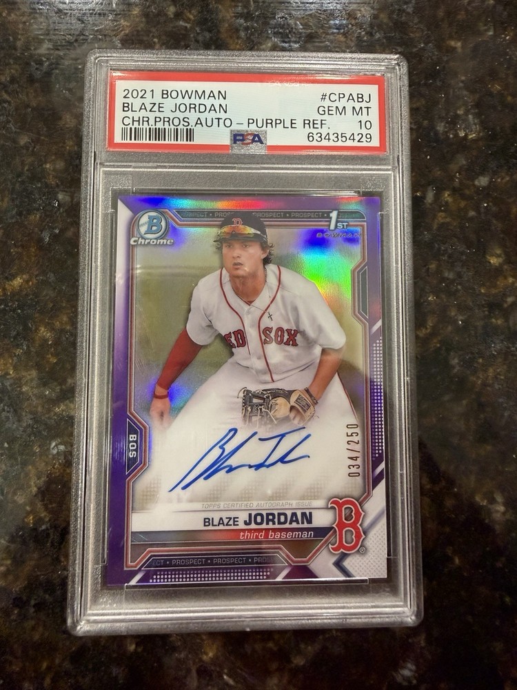 2021 bowman blaze jordan 1st auto /250 purple psa 10